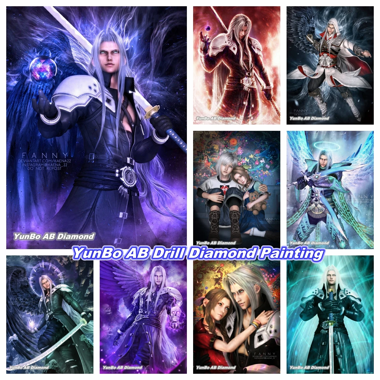 Final Fantasy Sephiroth DIY AB diamentowe malowanie gra animowana Rhinestone Hobby haft Cross Stitch Home Decor prezent dla dzieci