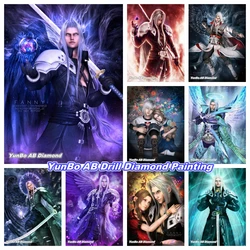 Final Fantasy Sephiroth DIY AB diamentowe malowanie gra animowana Rhinestone Hobby haft Cross Stitch Home Decor prezent dla dzieci