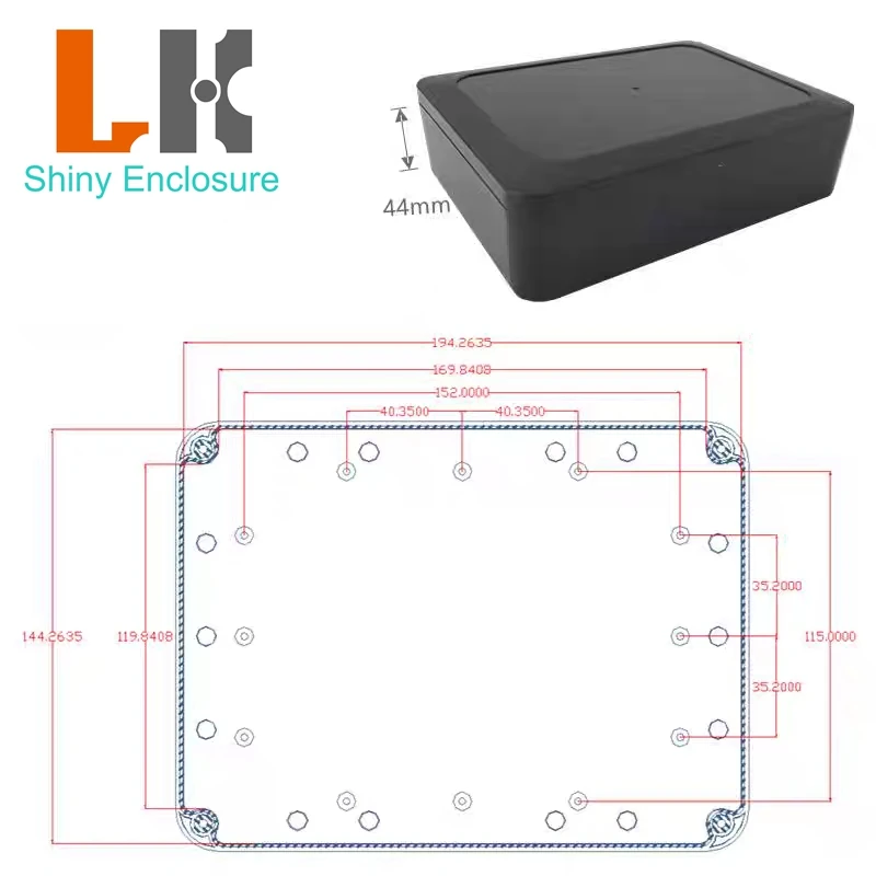 Scatola di progetto di giunzione impermeabile in plastica per custodie elettriche industriali resistenti alle intemperie in ABS da 200x150x55 mm