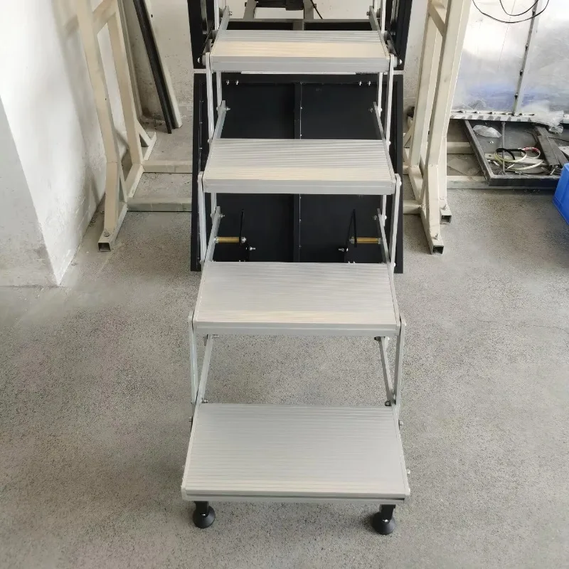 ملحقات RV RV Step 5 خطوة يدوية/كهربائية قابلة للطي مع صمام ثنائي باعث للضوء وأقدام دعم مزدوجة قابلة للتعديل