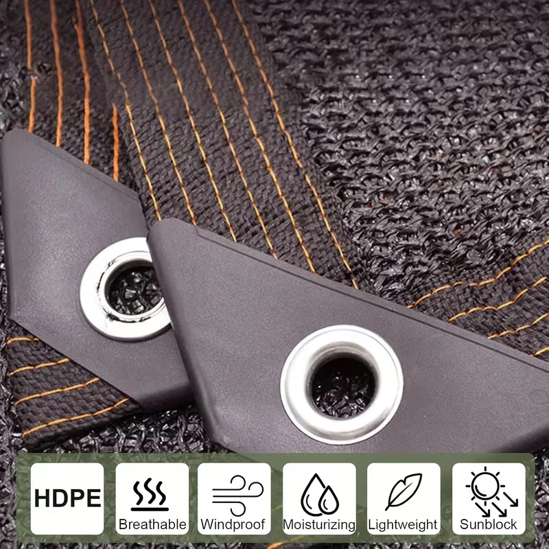 غطاء شبكي من قماش التظليل الأسود بحافة مسجوبة مع حلقات، شبكة شمس للعريشة، الدفيئة النباتية، الحدائق، الفناء، المظلة