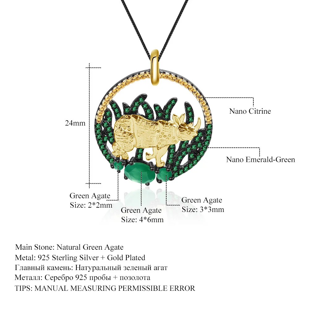 

Подлинные роскошные брендовые настоящие драгоценности, дизайнерская подвеска в виде животного, натуральный ветровой элемент, дизайн S925, серебряное ожерелье из зеленого агата, Pend