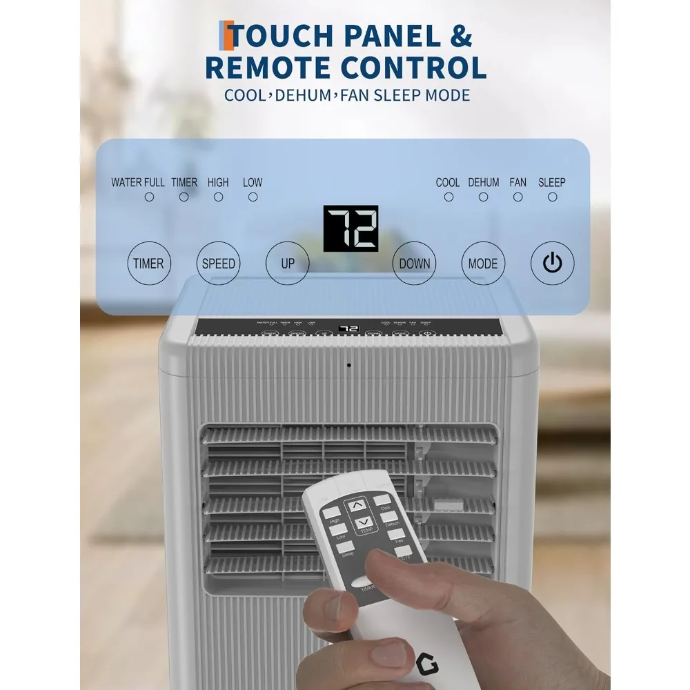 80000 BTU3 all-in-one portable air conditioner, non ventilated floor air conditioner, 3-speed fan and dehumidifier