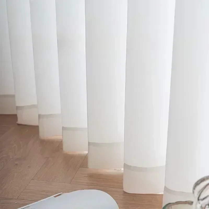 Chiffon Sheer White Tulle High Quality Thick Yarn Luxury Window Curtains for Bedroom Living Room Decoration Voile Opaque Drapes