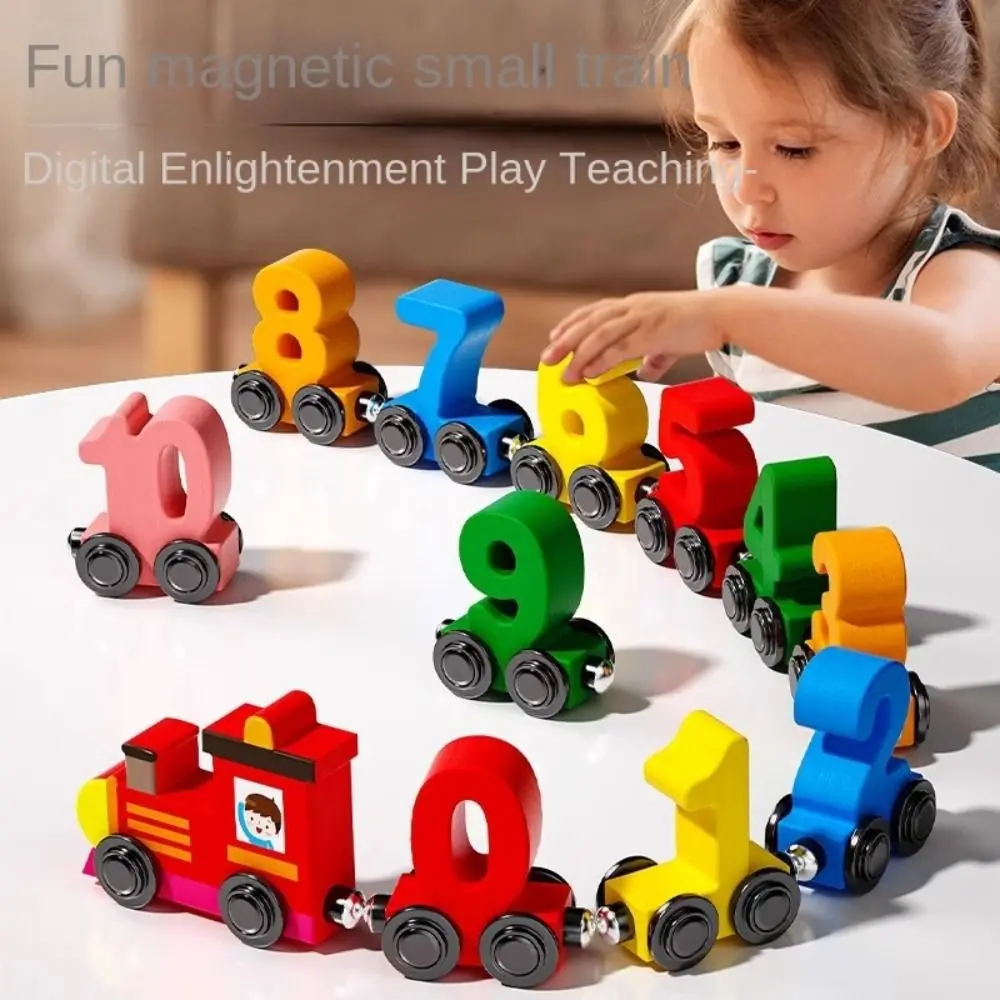 Numero magnetico Treno Giocattoli Cognizione Montessori Piccolo numero Modello di treno Giocattolo in legno colorato Giocattoli educativi per bambini