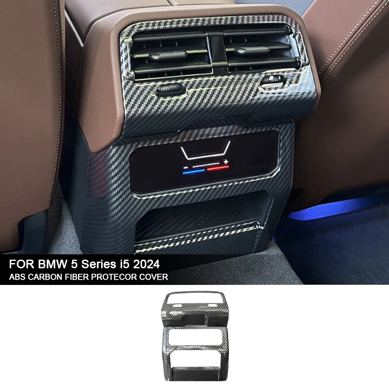 

ABS Carbon Fiber Car Rear Air Conditioner Outlet Anti-kick Panel Cover Trim Sticker For BMW X5 G05 2024 Car Interior Accessories
