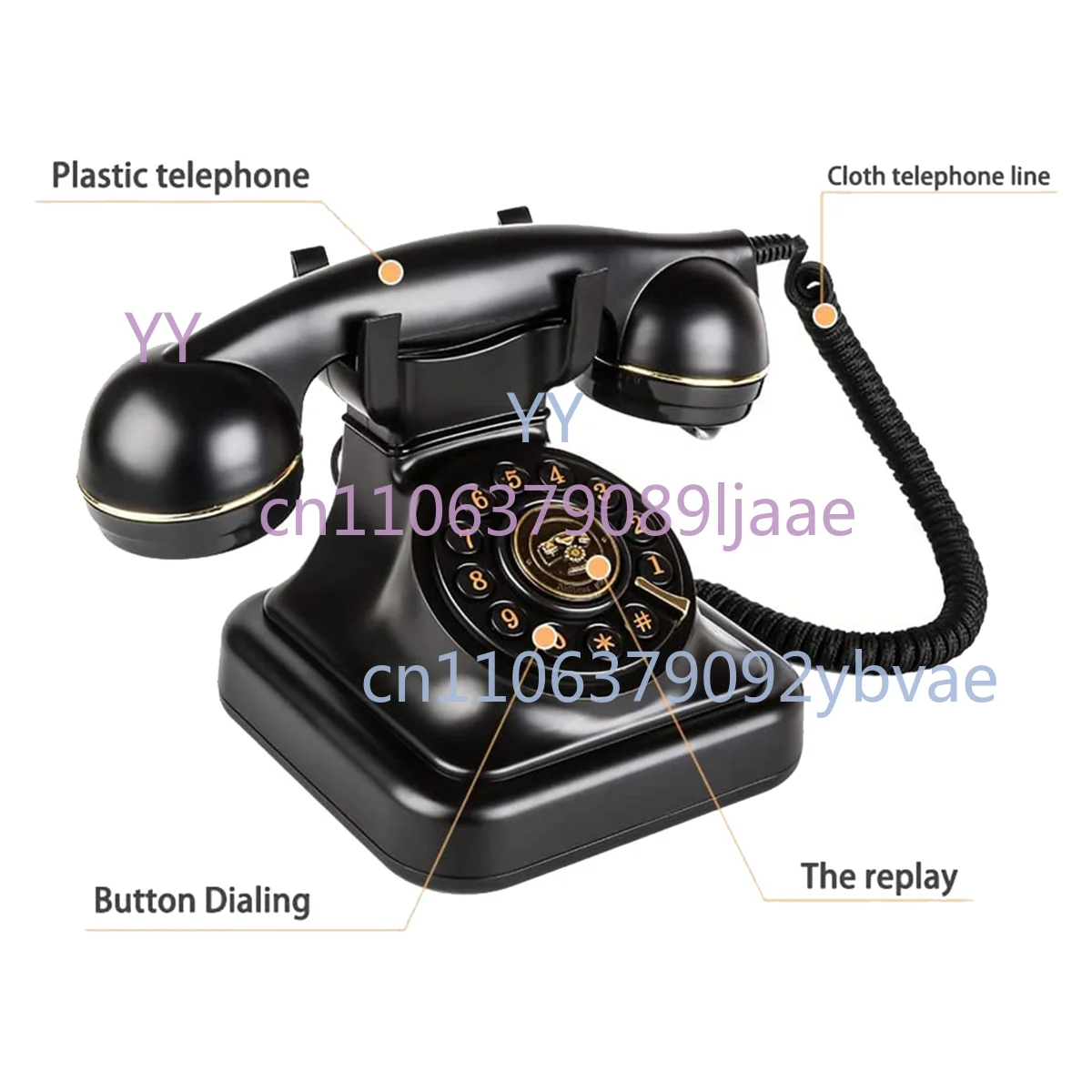 

Retro Vintage Landline Telephone Classic Metal Bell for Home Office