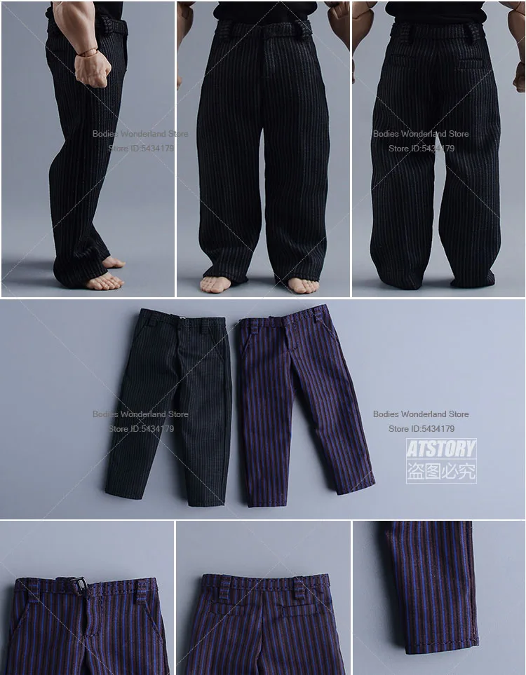 En Stock, pantalones de traje rectos a rayas vaginales sueltos de soldado masculino a escala 1/9 para muñeca de figura de acción AD01 fuerte de 6 pulgadas