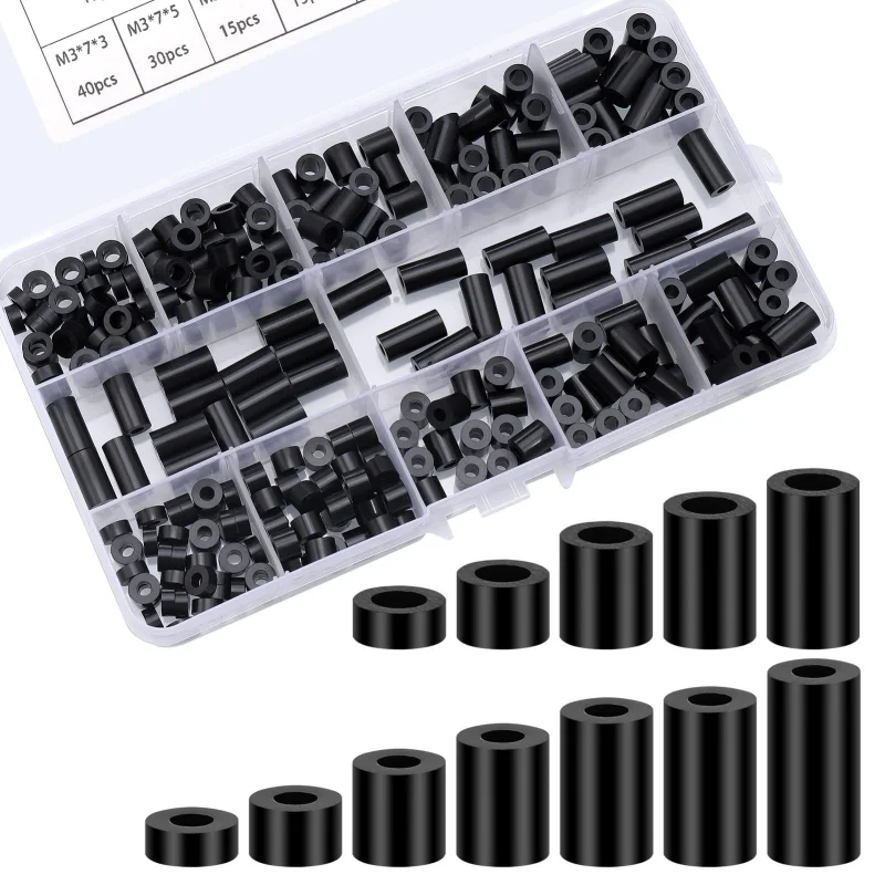 260 peças kit espaçador de nylon m3/m4 espaçadores redondos para tomadas elétricas parafusos de interruptor e projetos diy mangas de parafuso duráveis