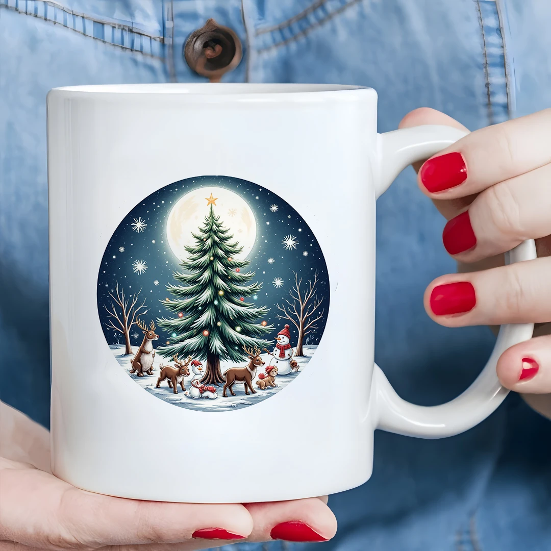 كوب 11 أونصة + تخصيص توضيحي احتفالي + كوب للأطفال بطابع عيد الميلاد كوب قهوة للمكتب العائلي هدية عيد الميلاد الأساسية #5