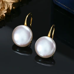 Baroque Button Natural Freshwater Pearl Ear Spoon Style Earrings 925 Sterling Silver Fashion Classic Elegant Gifts for Women