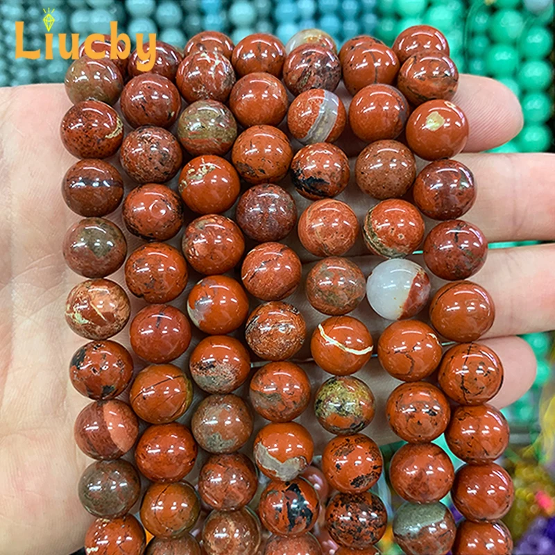 China Chic Natural Stone Reddish Brown Jaspers Pattern Beads For Jewelry Making DIY Handstring Accessories 15