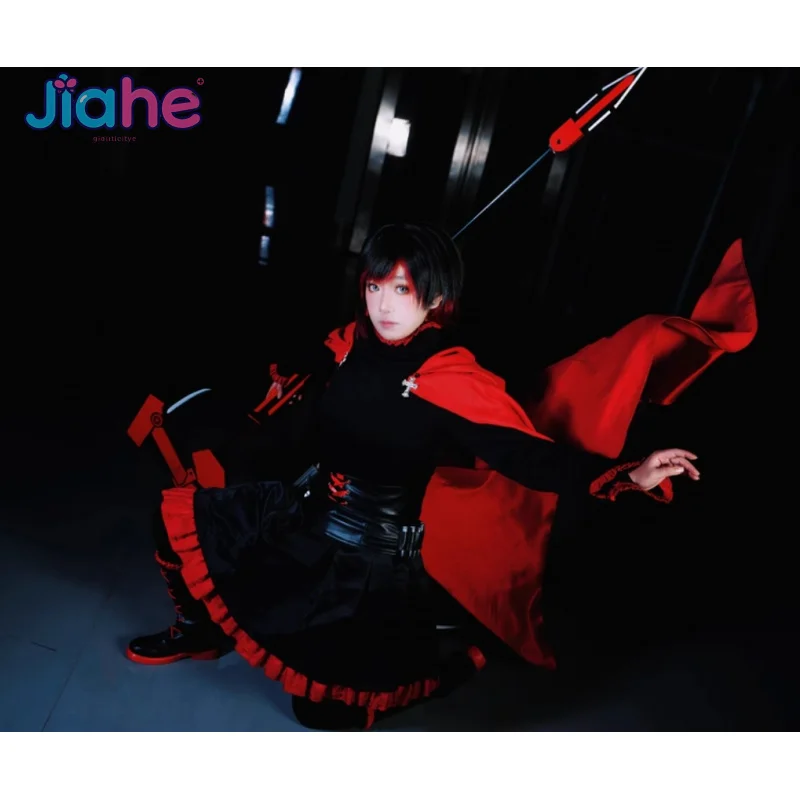 

RWBY Ruby Rose Cosplay Red Trailer Little Red Riding Hood battle dress Costume Halloween Fashion Uniform Wig Props Woman Man Set