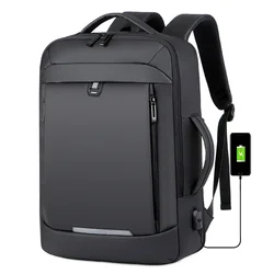 Waterproof Business Laptop Mochila para Homens, Notebook, Saco de Livro Escolar, Expansível, Multifuncional, Carregamento USB, Mochilas Homem, 17