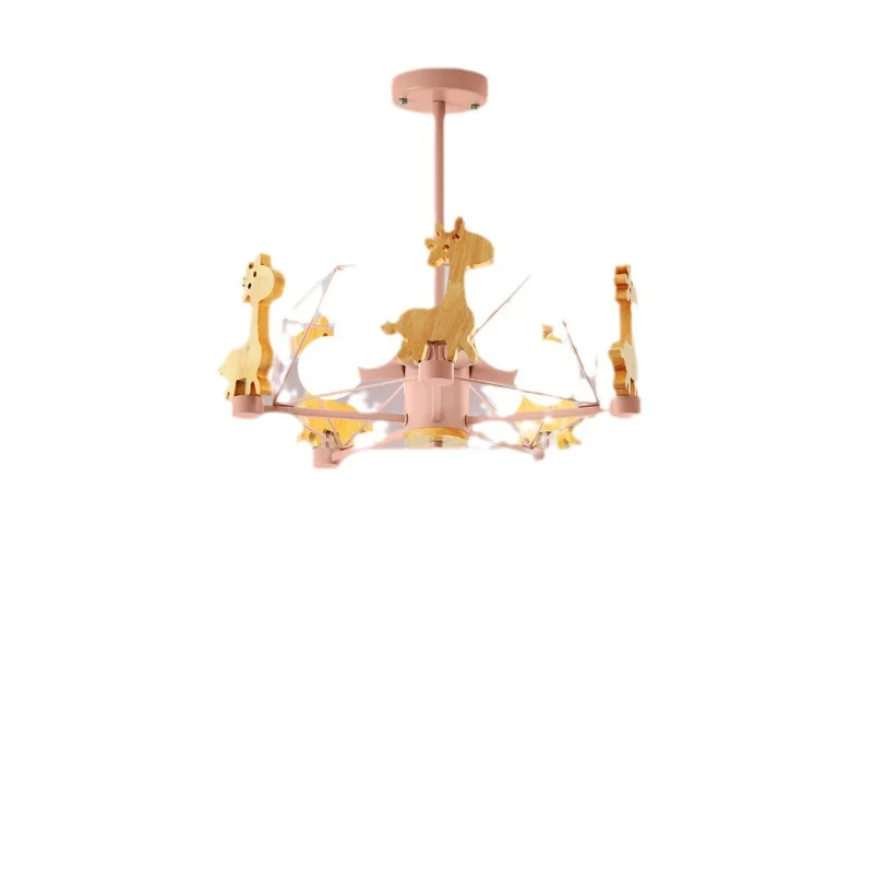 

Nordic log children's room ceiling, Trojan horse creative personality girl cartoon, chandelier