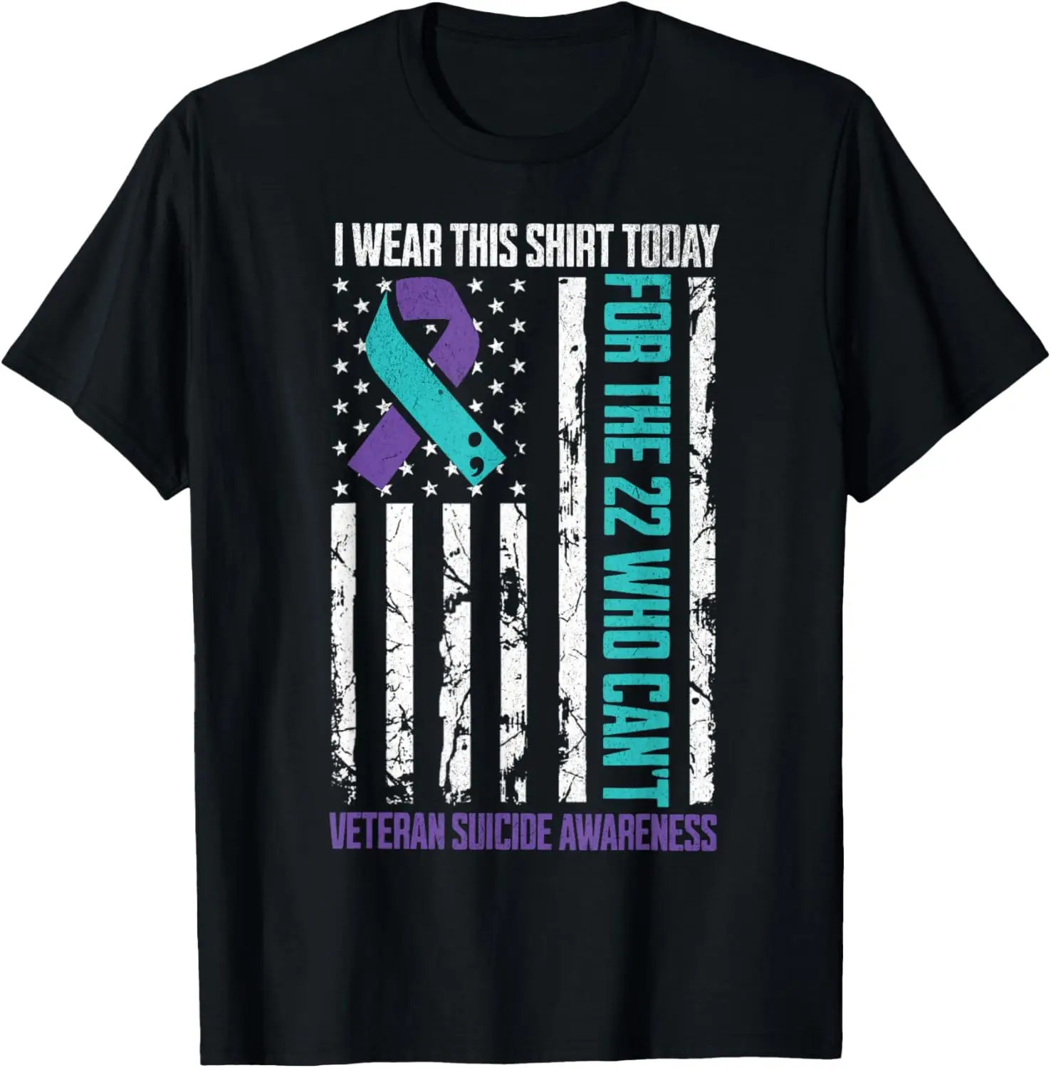 Military Veteran Awareness Month Suicide Prevention T-Shirt 100% Cotton Trendy Y2K Short-Sleeve Tee – Soft, Quick-Drying, & Moisture-Wicking; Ideal for Sports or Casual Wear; Great Gift for Christmas or Halloween.