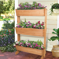 4 Tier Vertical Raised Planter Box Elevated Garden Bed Outdoor Wooden Herb Planter Ladder Vegetable Troughs