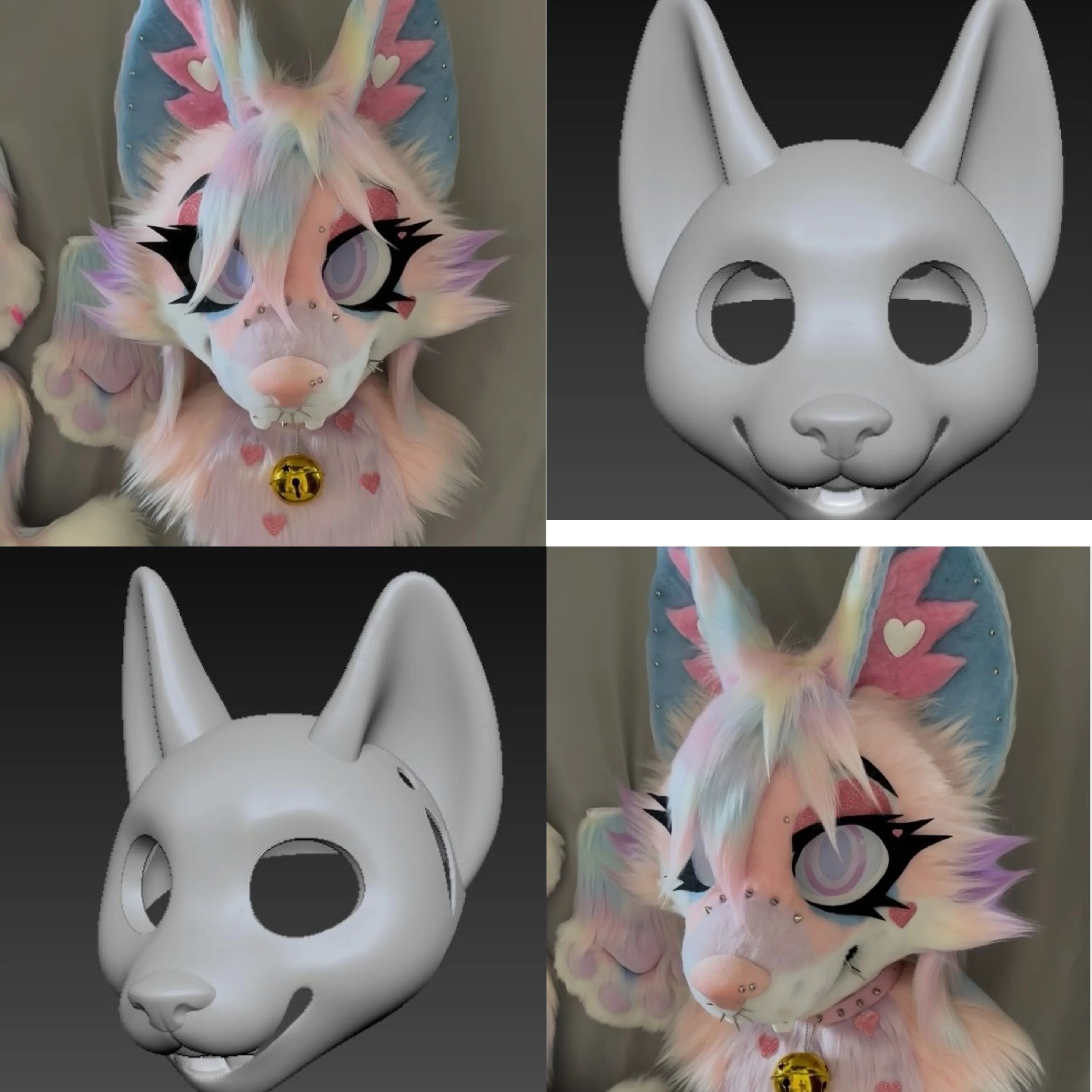 

3D печать, реалистичный стиль, меховой костюм Kemono, повязка на голову, пушистые костюмы для косплея, аксессуары, базовая маска кигуруми для косплея