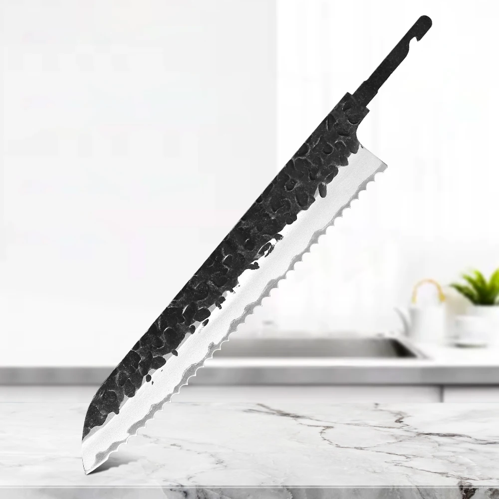 

DASHWAY 8.5" Serrated Bread Knife Blank Blade DIY Handmade Japanese Chef Kitchen Forged Composite Steel Full Tang Making Tools