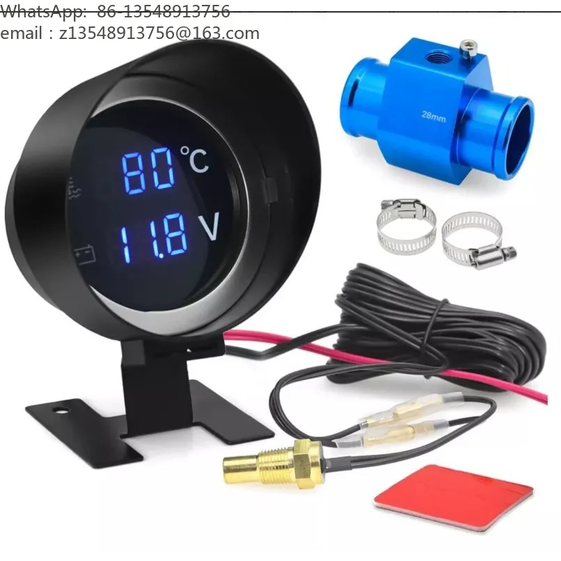 Round LED Digital Water Temp Gauge 10‑mm Sensor Car Modification Engine Coolant Temperature Meter 12V 24V