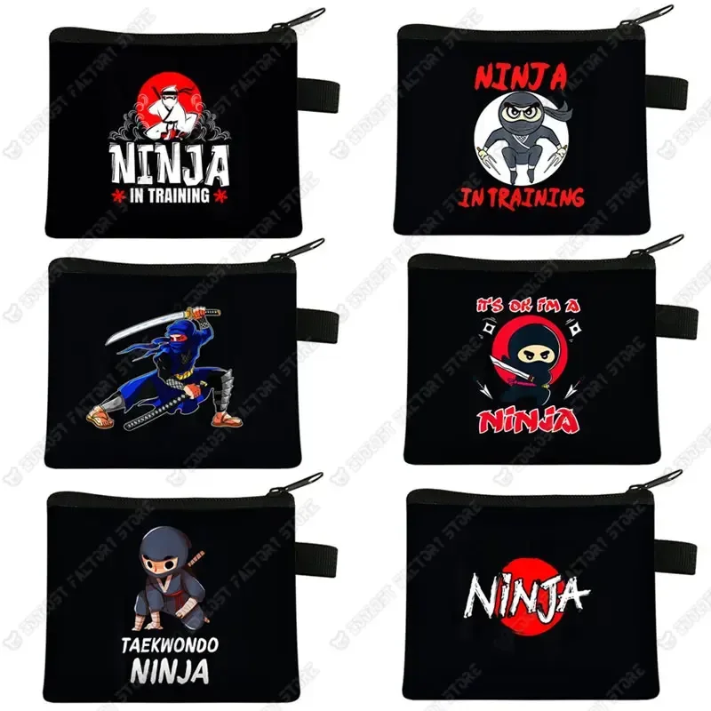 Ninja dos desenhos animados na treinamento bolsa de moedas meninos carteira taekwondo karate mudança saco de dinheiro crianças kawaii bolsa pequena bolsa com zíper