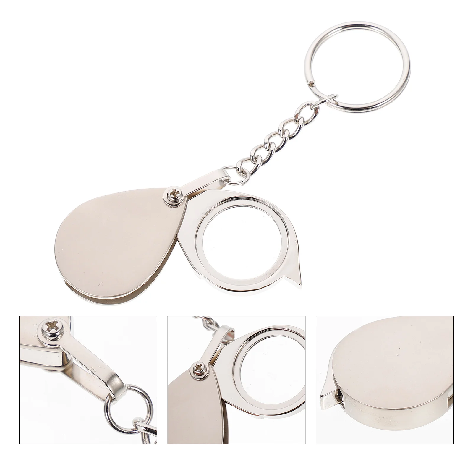 

Foldable Magnifier Keychain High Definition Glass Lens Metal Retractable Dust Portable Jewelry Tool Mini Keyring