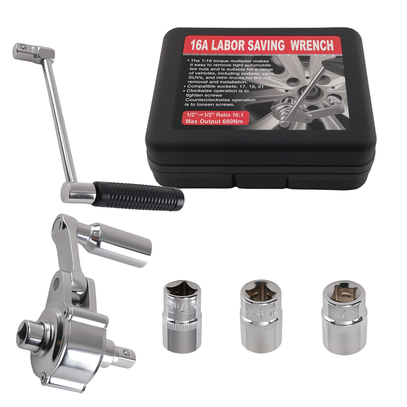 

1/2in Torque Multiplier Set 17 19 21mm for Toyota Honda for BMW Wuling Van 680NM