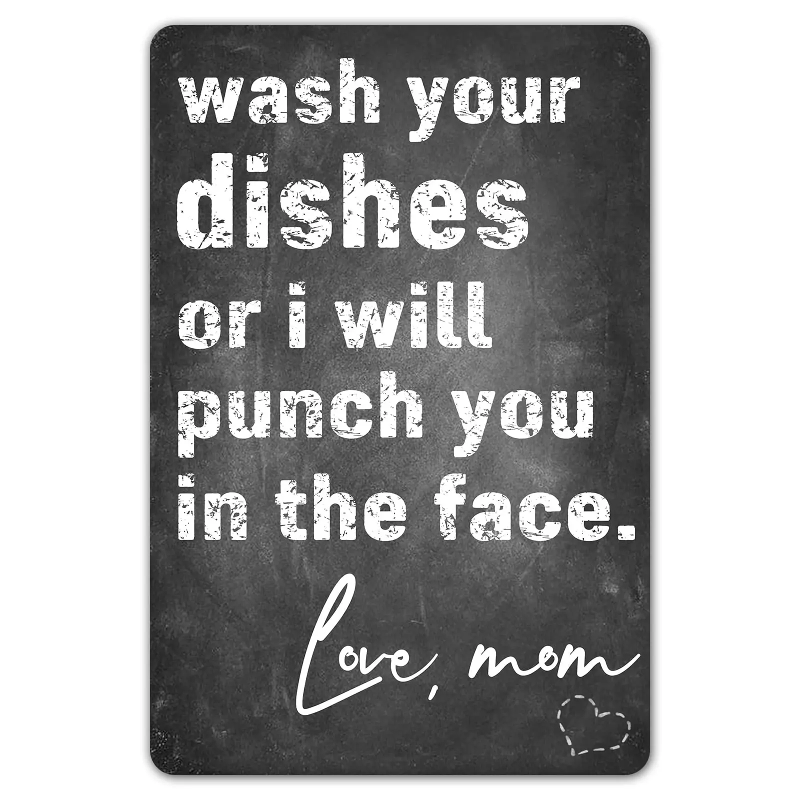 Agedsign Funny Sarcastic Metal Sign, Vintage Man Cave Decor, Wash Your Dishes Or I Will Punch You in The Face, 12x8 Inches