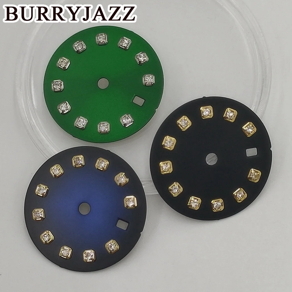 BURRYJAZZ 20.5mm No Logo NH05 Watch Dials Silver Black Blue Green Gray Dial Fit NH05 NH06 Case Crown