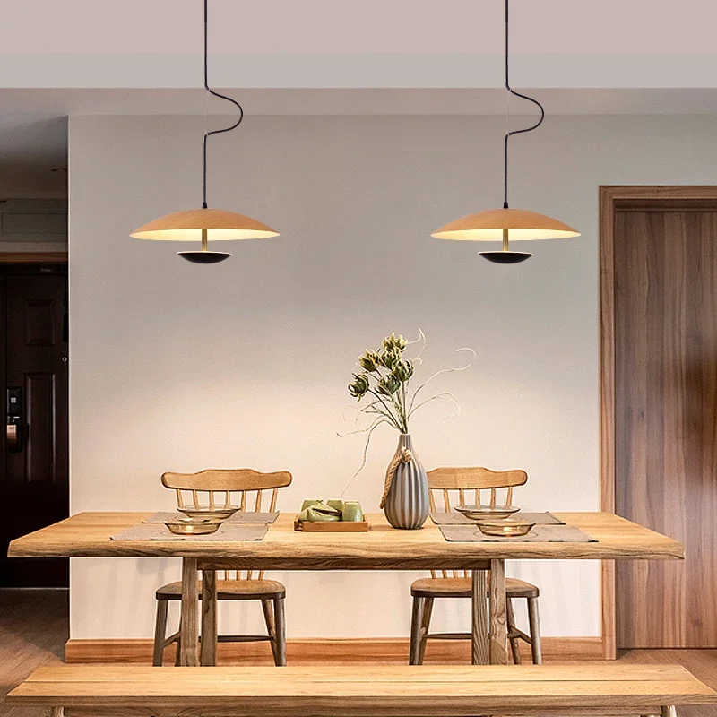 

Nordic Design Led Pendant Lights Wood Grain Black for Table Dining Room Kitchen Hanging Lamp Fixture Home Decor Lighting Lusters