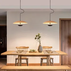 Lampade a sospensione a Led di Design nordico venatura del legno nero per tavolo sala da pranzo cucina lampada a sospensione apparecchio decorazioni per la casa alette di illuminazione