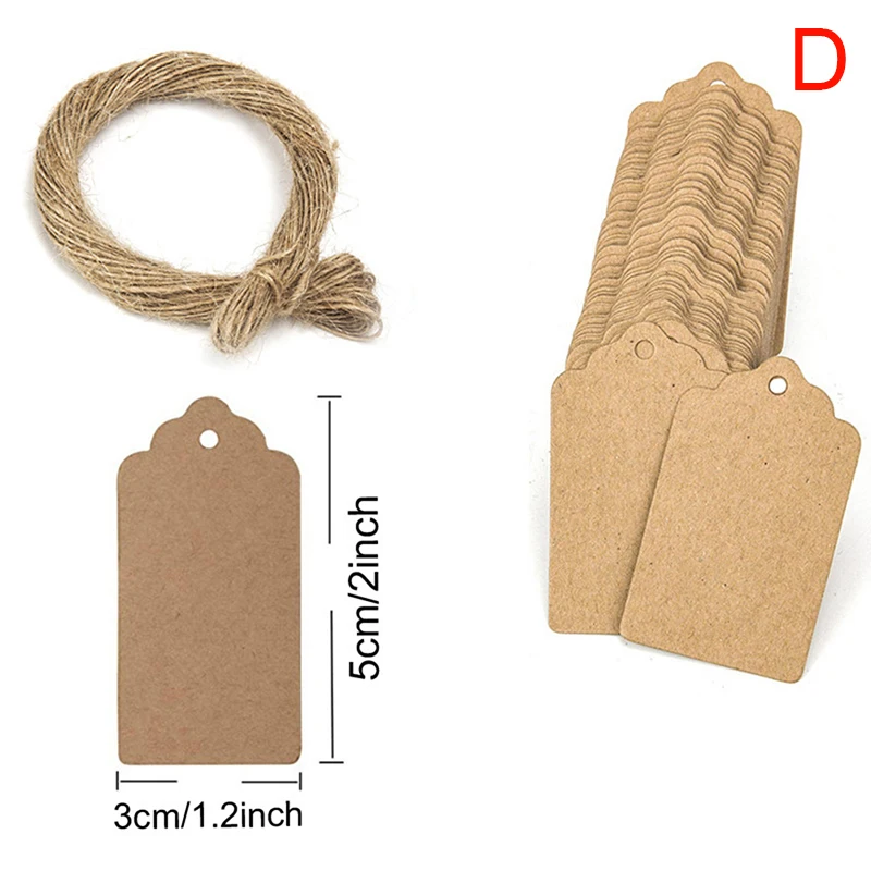 100pcs 5*3cm Packaging Label Brown Kraft /black/white Paper Tags DIY scallop Label Wedding Gift Decorating Tag