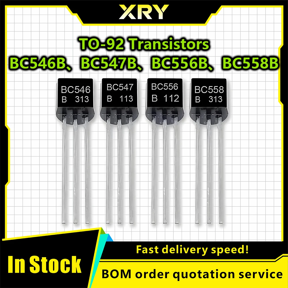 XRY 100PCS  TO-92 Transistors BC547B BC556B TO92 BC546 BC547 BC556 BC546B