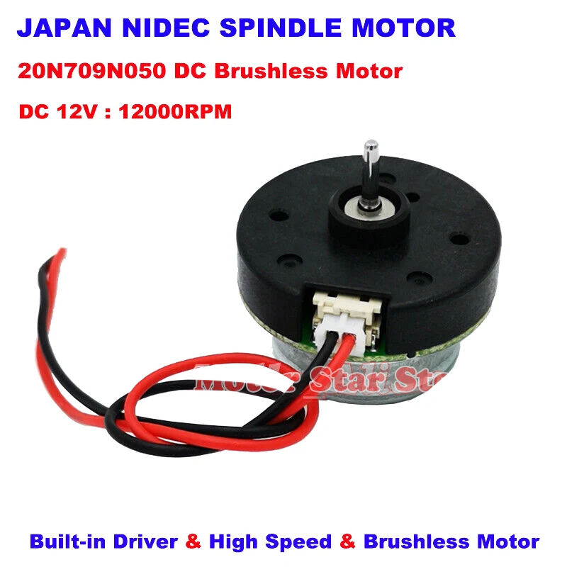 Japan Nidec 20N Mini 24mm Outer Rotor Brushless Motor Built-in Driver DC12V 12000RPM High Speed Spindle Motor DIY Vacuum Cleaner