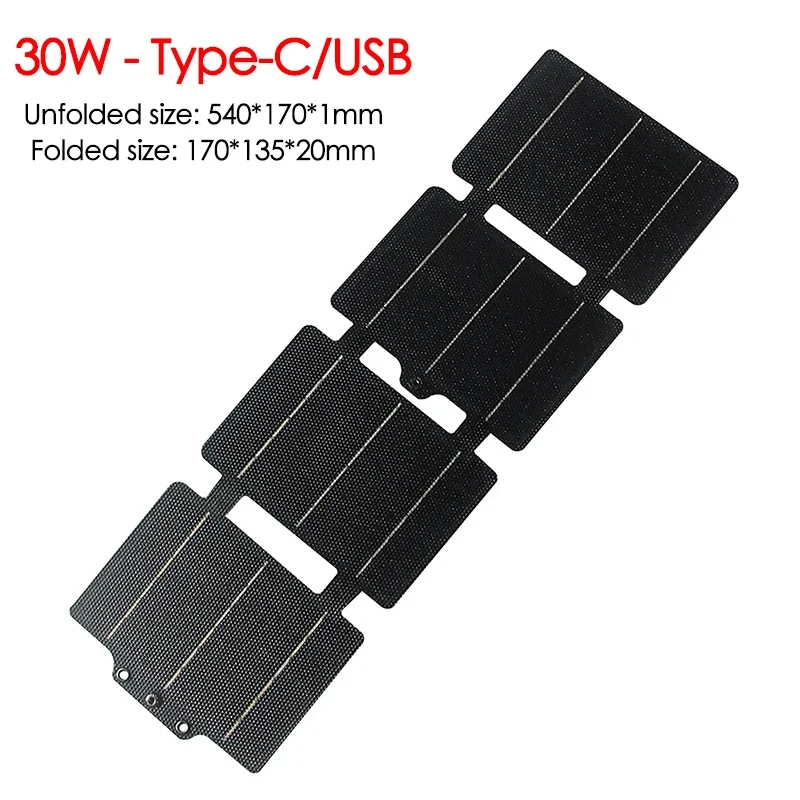 30 واط 60 واط لوحة طاقة شمسية قابلة للطي شاحن بطارية USB/Type-C منفذ الإخراج الشمسية حقيبة قابلة للطي قوة البنك للهاتف التخييم في حالات الطوارئ