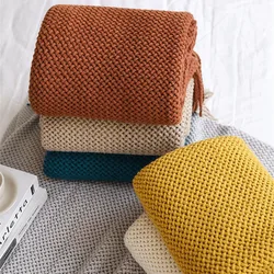 Nordic Chunky Knit Throw Blanket Soft Cable Knit Sofa Cover with Tassels Boho Warm Acrylic Bed Runner for Bedroom Decor