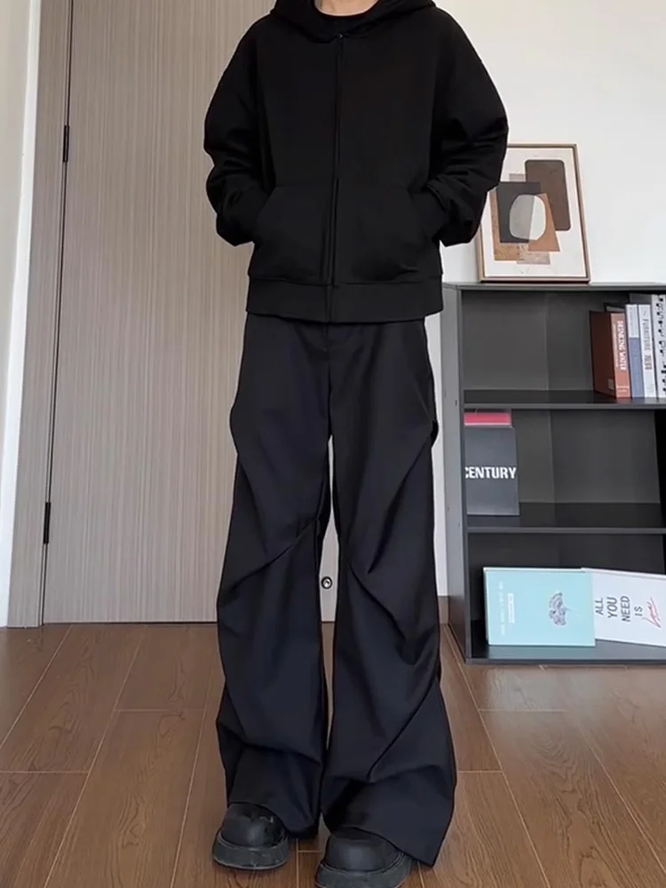 

American High Street Vibe Men's Loose Fit Straight Leg Workwear Pants Umbrella Soldier Casual Trousers Drapey Comfortable