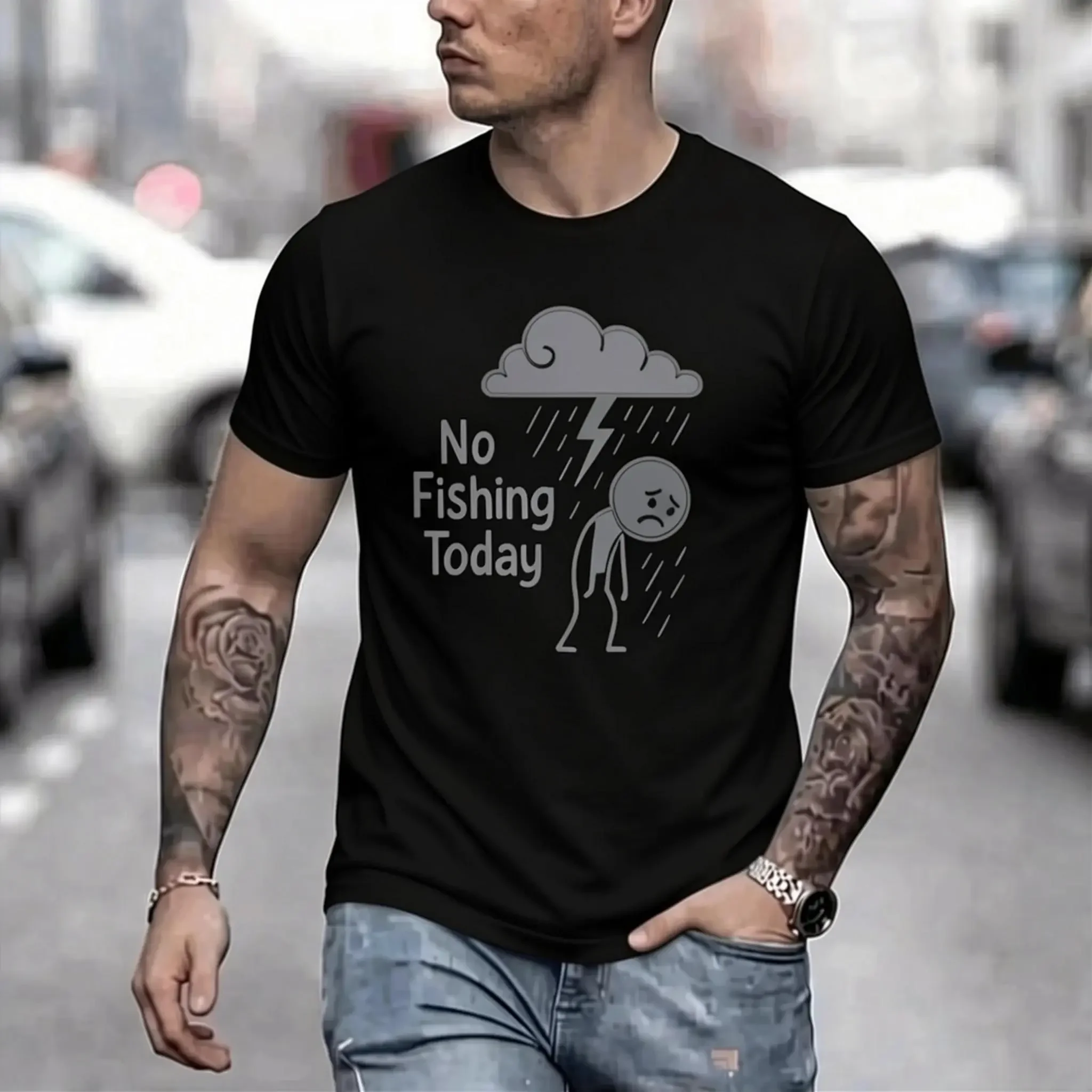 Men's Classic Crew Breathable Cotton Short-Sleeve T-Shirt - Casual Round Neck Menswear with Funny 