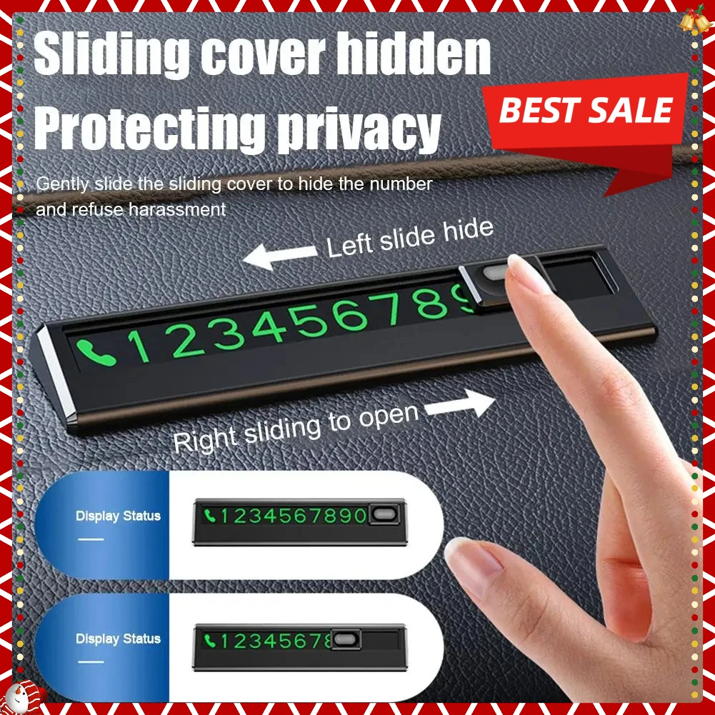 Mejores vendedores de 1 tarjeta para estacionamiento temporal de coche, placa de número luminosa en blanco/negro, pegatina de número de teléfono automático, organizador de estilo