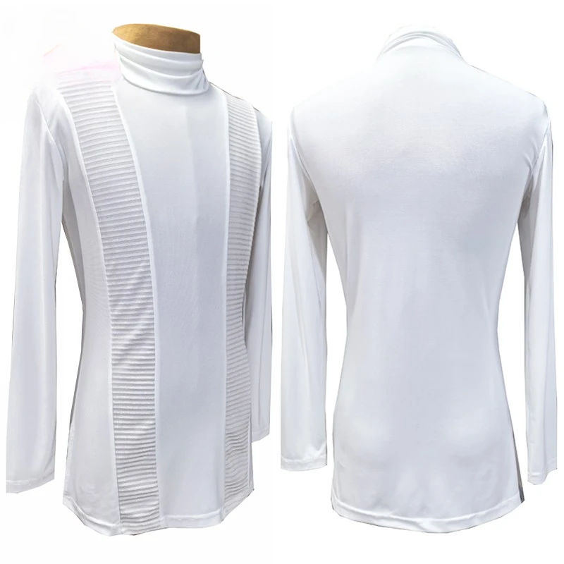 Black Long Sleeve high quality stretch Shirt New Men Ballroom Competitive Shirts Customized Fantasia Latin Dance Tops