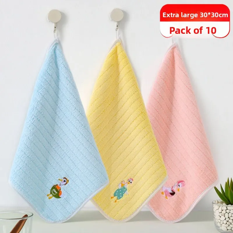 10-Pack Soft Cotton Towels Baby Handkerchiefs Face Washers Hanging Children's Hand Towels Absorbent Home Use Towels