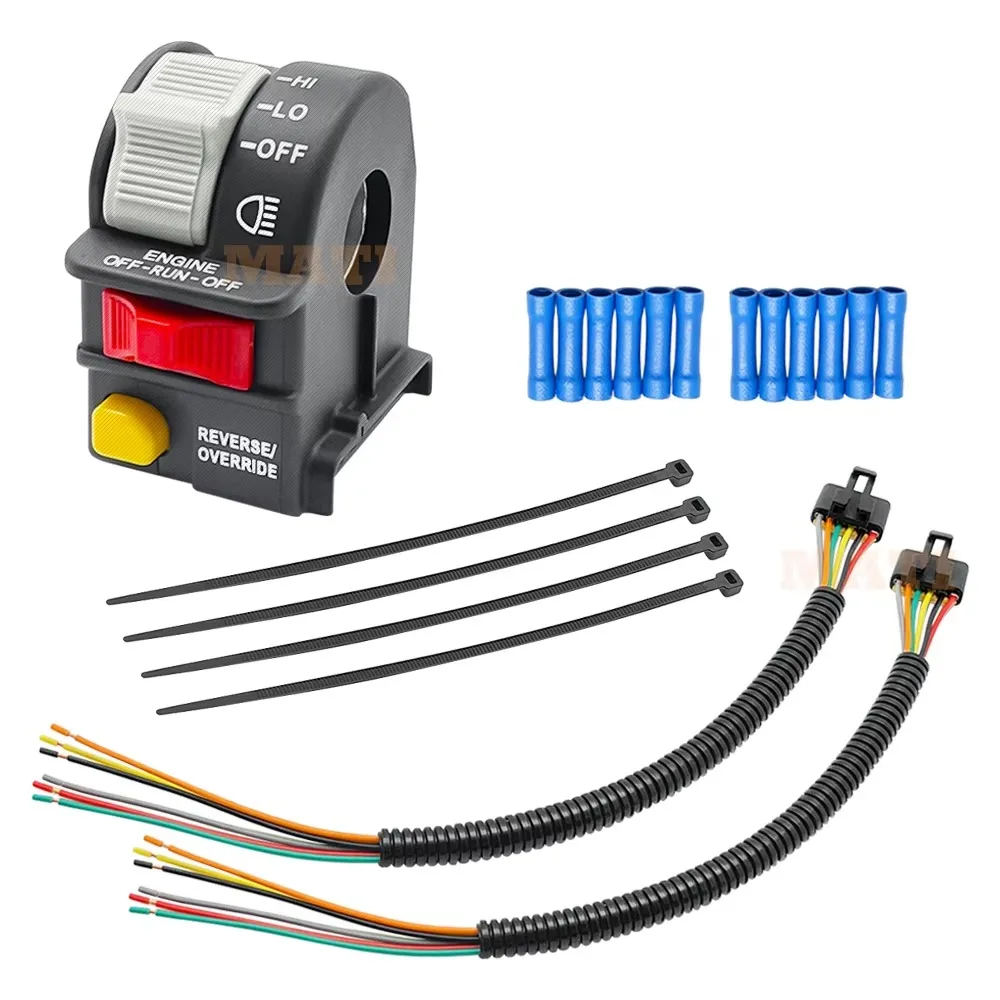 

M M MATI Kit pulg interruptor manillar izquierdo y arnés coleta para Polaris Outlaw 450 500 525 4011442 2877771 2877