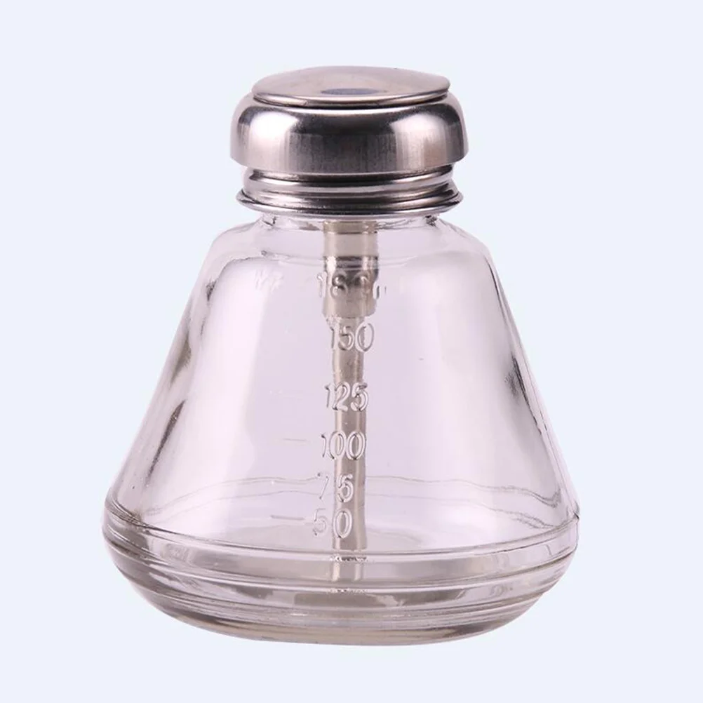 1 قطعة 180 مللي زجاجة كاشف التجميل الزجاج الشفاف ضخ زجاجة سهلة الصحافة موزع لتخزين السائل للعناية بالأظافر