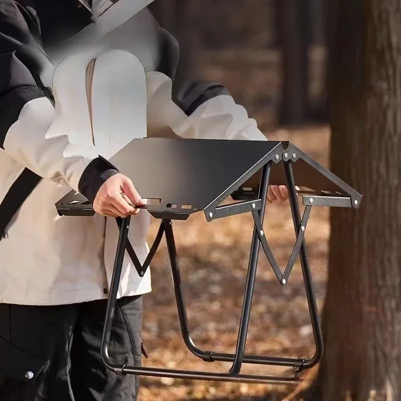 طاولة تكتيكية متعددة الوظائف للاستخدام الخارجي، طاولة قابلة للطي محمولة، تخييم من الفولاذ الكربوني، وجبة سياحية، يمكن تقسيمها