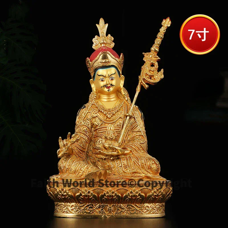 Special Offer -Wholesale Buddha statue 21CM tall HOME Company Money drawing Gilding Gold-plated Guru Padmasambhava Buddha statue