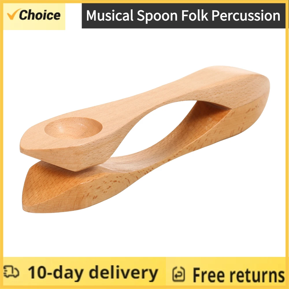 Instrumento De Percussão Musical De Madeira, Madeira Natural, Som Folclórico, Colheres Tradicionais, Presente para Adultos e Crianças