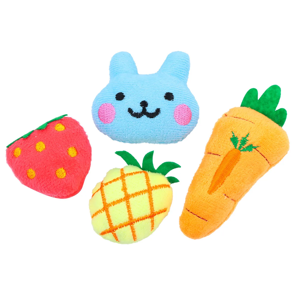 

4Pcs Catnip Cat Interactive Bite Play Stimulating Pet Catnip Chew Playset Cartoon Fruit Shapes Cat Toy