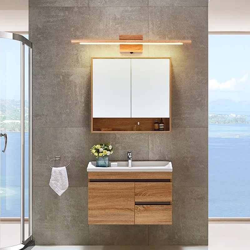 

LED Mirror Lights Nordic Solid Wood Wall Lamp Modern Bathroom Dressing Room Decors Lighting Home Decor Sconces Lamps with switch