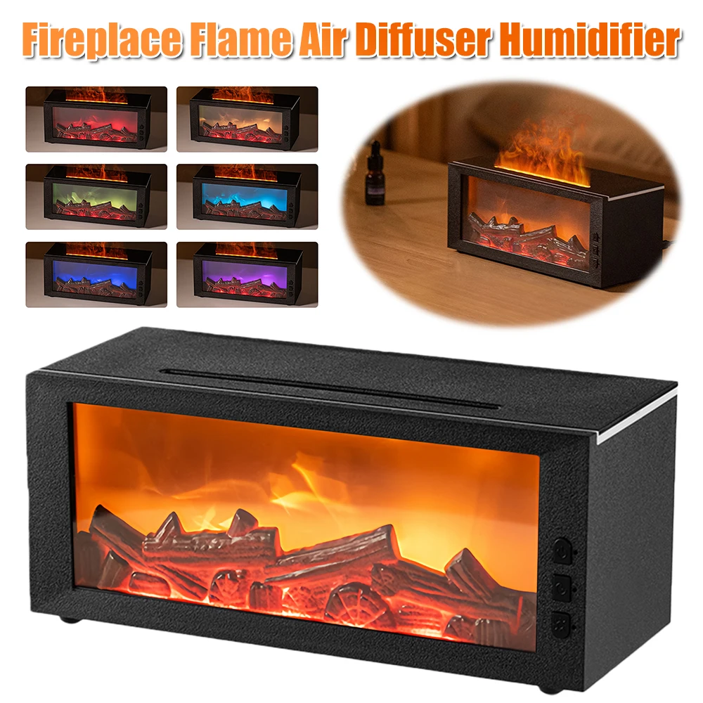 

Fireplace Flame Air Diffuser Humidifier 7 Colors Essential Oil Diffuser with Timer Air Humidifier for Home Bedroom Office Yoga
