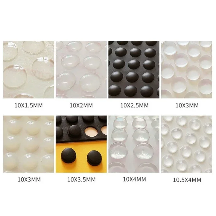 100Pcs Cushion Mat Bumpers Self-Adhesive Clear Rubber Cupboard Door Feet Cabinet Pads for Door Drawer Hemispherical/Round